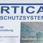 Vertica Sonnenschutzsysteme GmbH - unser Firmenschild in Seligenstadt, Am Sandborn 3 a